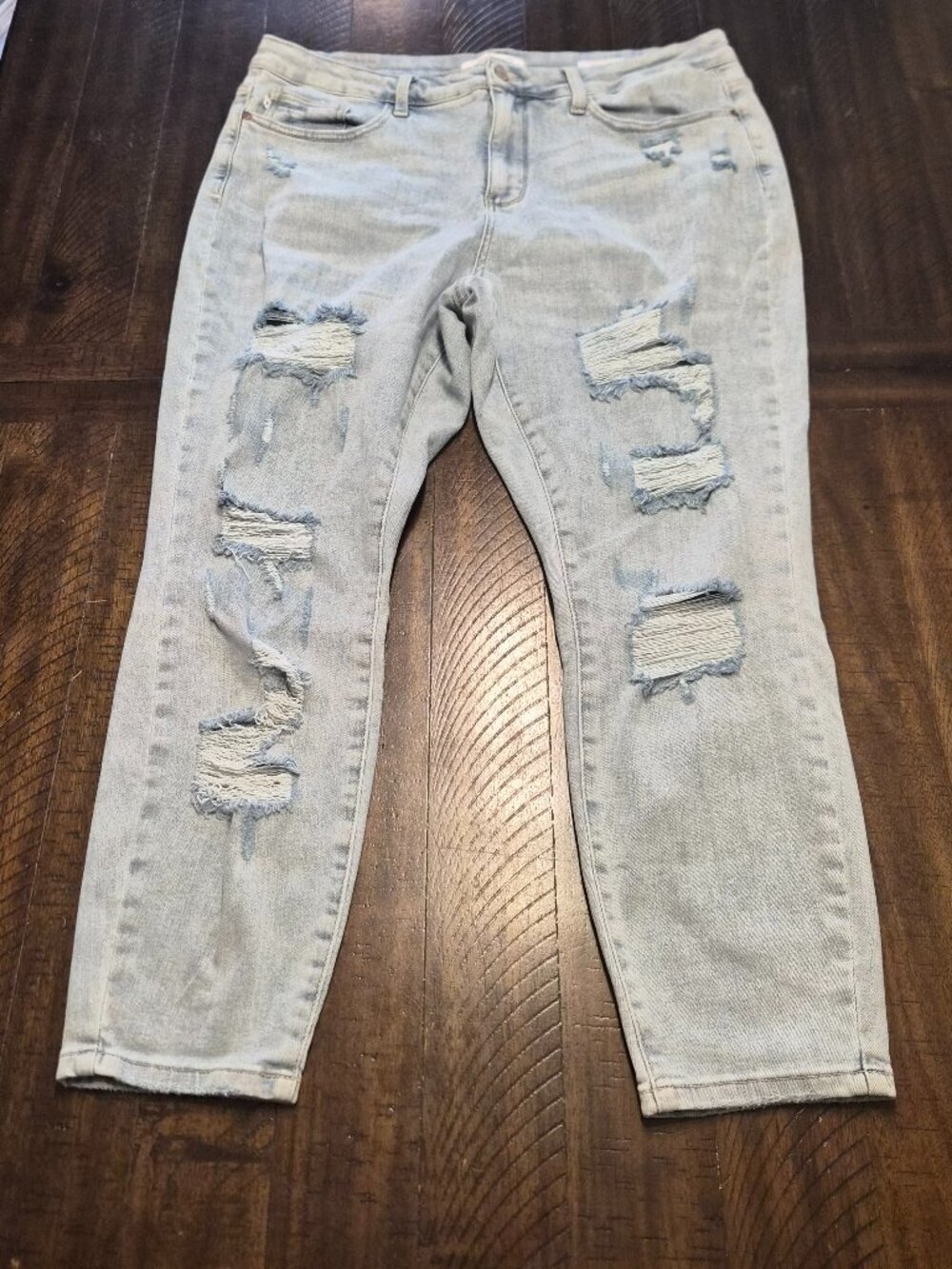 Judy Blue Jeans Womens 20W Blue Stretch Denim Skinny Fit Distressed JB88431 G141